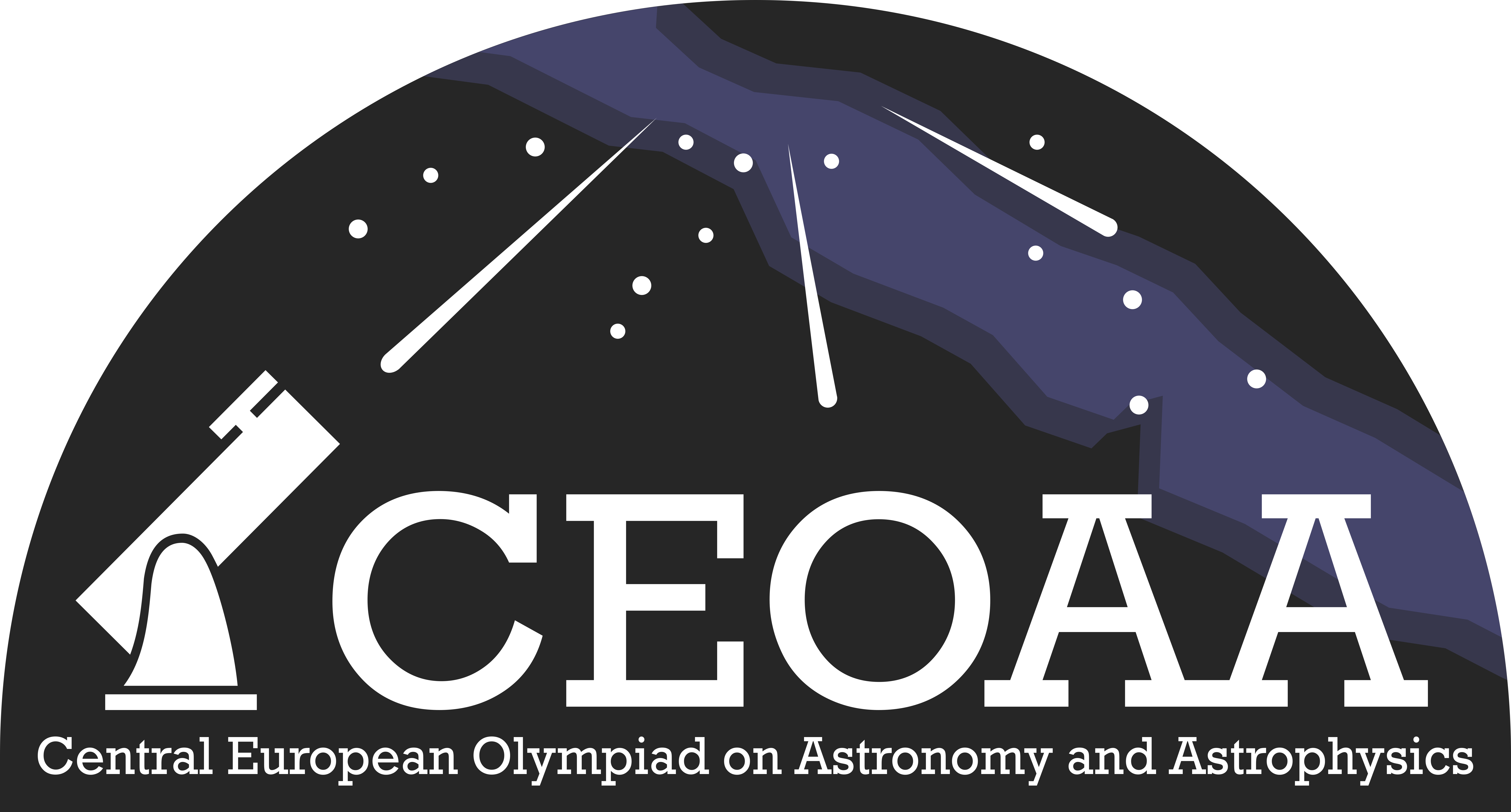 Logo Srednjeevropske olimpijade iz astronomije in astrofizike. Avtor je olimpijec Žan Arsov.